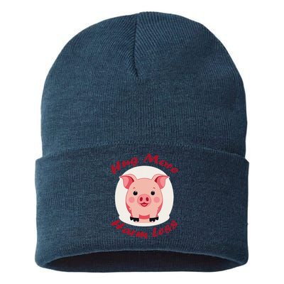 Hug More Harm Less Cute Pig Sustainable Knit Beanie