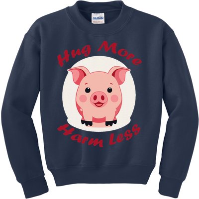 Hug More Harm Less Cute Pig Kids Sweatshirt