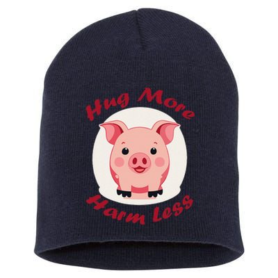 Hug More Harm Less Cute Pig Short Acrylic Beanie