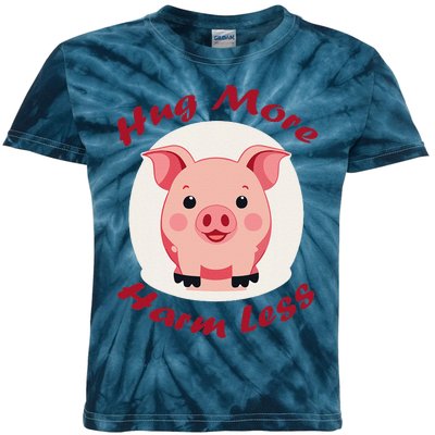 Hug More Harm Less Cute Pig Kids Tie-Dye T-Shirt