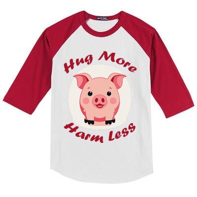 Hug More Harm Less Cute Pig Kids Colorblock Raglan Jersey