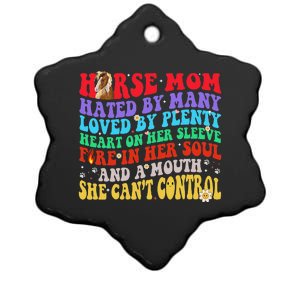 Horse Mom Hated By Many Loved By Plenty Retro Groovy Mommy Ceramic Star Ornament