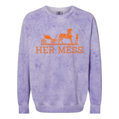 Her Mess Horse Carriage Funny Colorblast Crewneck Sweatshirt