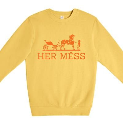 Her Mess Horse Carriage Funny Premium Crewneck Sweatshirt