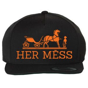 Her Mess Horse Carriage Funny Wool Snapback Cap