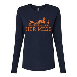 Her Mess Horse Carriage Funny Womens Cotton Relaxed Long Sleeve T-Shirt