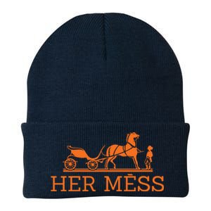 Her Mess Horse Carriage Funny Knit Cap Winter Beanie