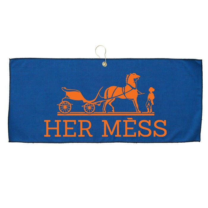 Her Mess Horse Carriage Funny Large Microfiber Waffle Golf Towel