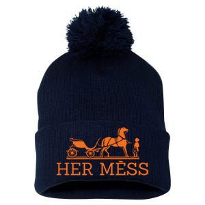 Her Mess Horse Carriage Funny Pom Pom 12in Knit Beanie