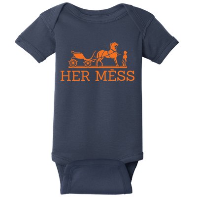 Her Mess Horse Carriage Funny Baby Bodysuit