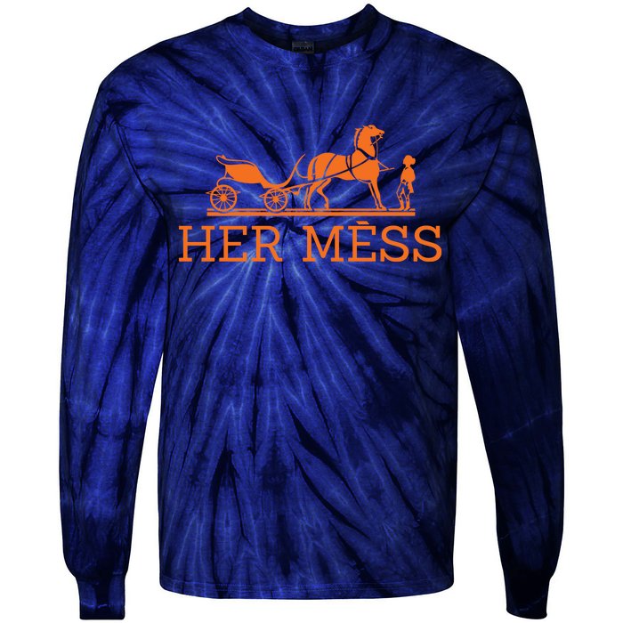 Her Mess Horse Carriage Funny Tie-Dye Long Sleeve Shirt