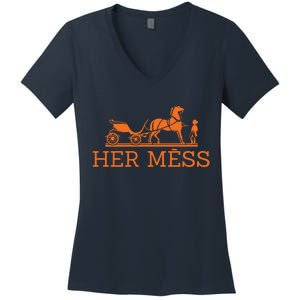 Her Mess Horse Carriage Funny Women's V-Neck T-Shirt