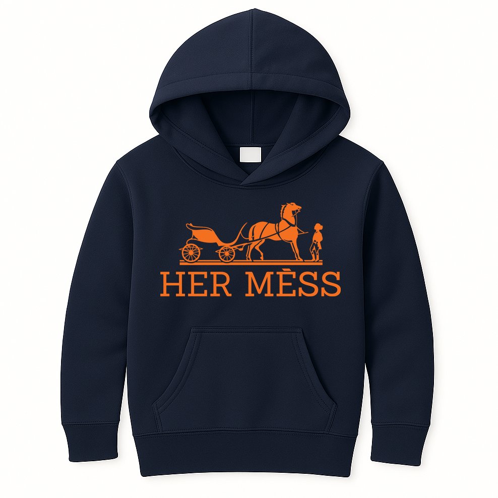 Her Mess Horse Carriage Funny Kids Hoodie