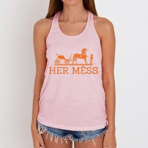 Her Mess Horse Carriage Funny Women's Knotted Racerback Tank