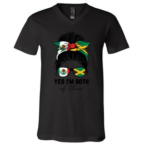 Half Mexican Half Jamaican Girl Mexico Jamaica Flag V-Neck T-Shirt