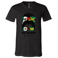 Half Mexican Half Jamaican Girl Mexico Jamaica Flag V-Neck T-Shirt