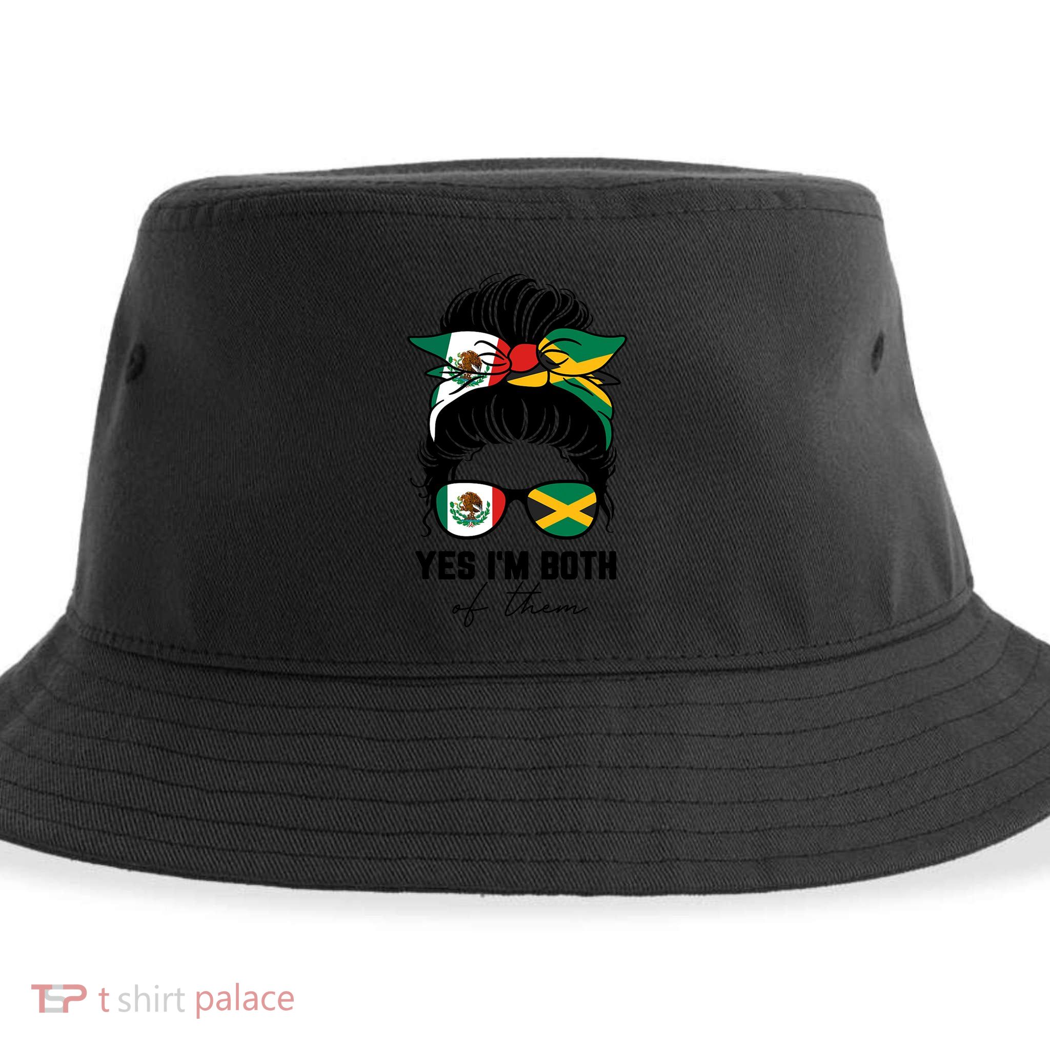 Half Mexican Half Jamaican Girl Mexico Jamaica Flag Sustainable Bucket Hat