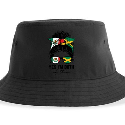 Half Mexican Half Jamaican Girl Mexico Jamaica Flag Sustainable Bucket Hat