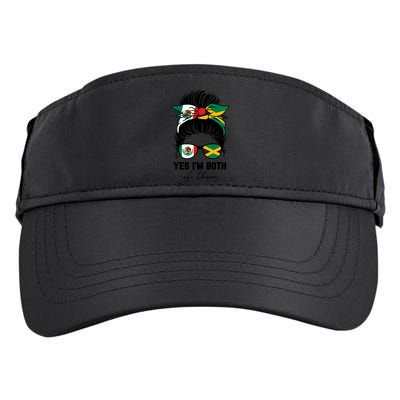 Half Mexican Half Jamaican Girl Mexico Jamaica Flag Adult Drive Performance Visor