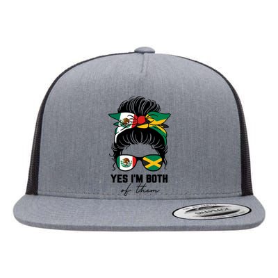 Half Mexican Half Jamaican Girl Mexico Jamaica Flag Flat Bill Trucker Hat