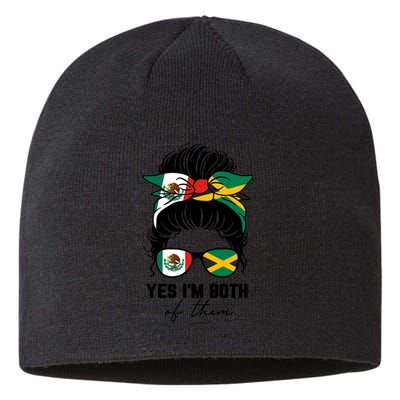 Half Mexican Half Jamaican Girl Mexico Jamaica Flag Sustainable Beanie