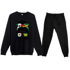 Half Mexican Half Jamaican Girl Mexico Jamaica Flag Premium Crewneck Sweatsuit Set