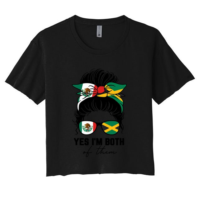 Half Mexican Half Jamaican Girl Mexico Jamaica Flag Crop Top