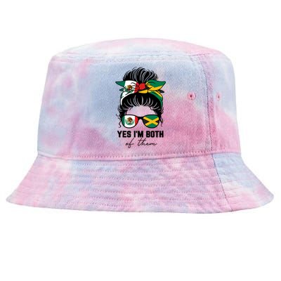 Half Mexican Half Jamaican Girl Mexico Jamaica Flag Tie-Dyed Bucket Hat