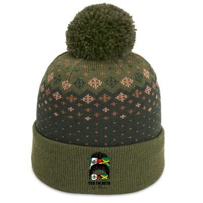 Half Mexican Half Jamaican Girl Mexico Jamaica Flag The Baniff Cuffed Pom Beanie