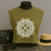Hmong Miao Hmoob Traditional Pattern Garment-Dyed Women's Muscle Tee