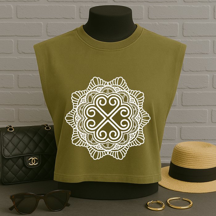 Hmong Miao Hmoob Traditional Pattern Garment-Dyed Women's Muscle Tee