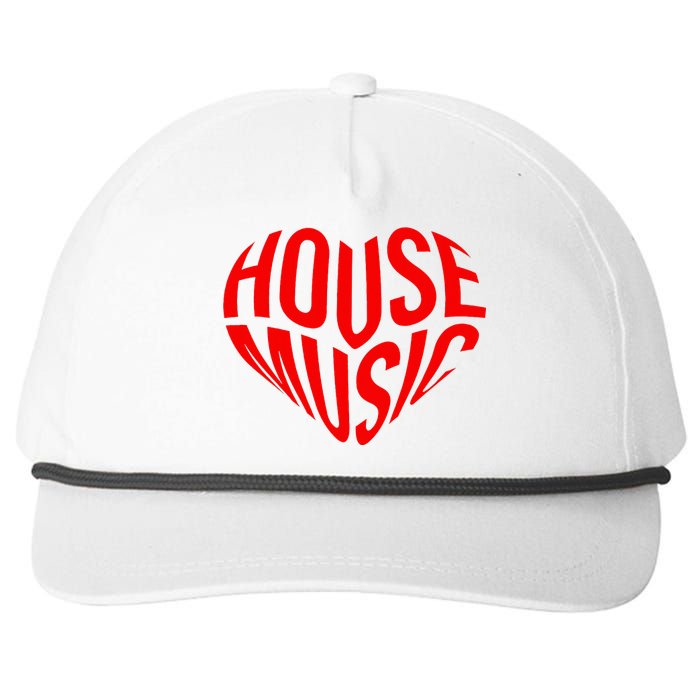 House Music Heart Edm Dj Rave I Love House Music Snapback Five-Panel Rope Hat