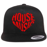 House Music Heart Edm Dj Rave I Love House Music Flat Bill Trucker Hat