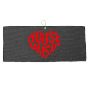 House Music Heart Edm Dj Rave I Love House Music Large Microfiber Waffle Golf Towel