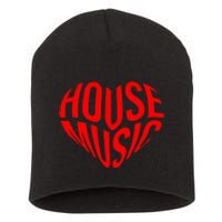 House Music Heart Edm Dj Rave I Love House Music Short Acrylic Beanie