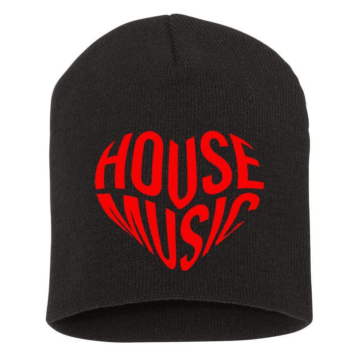 House Music Heart Edm Dj Rave I Love House Music Short Acrylic Beanie