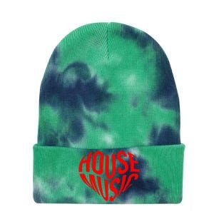 House Music Heart Edm Dj Rave I Love House Music Tie Dye 12in Knit Beanie