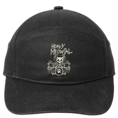 Heavy Metal Headbanger Drummer Cat Playing 7-Panel Snapback Hat