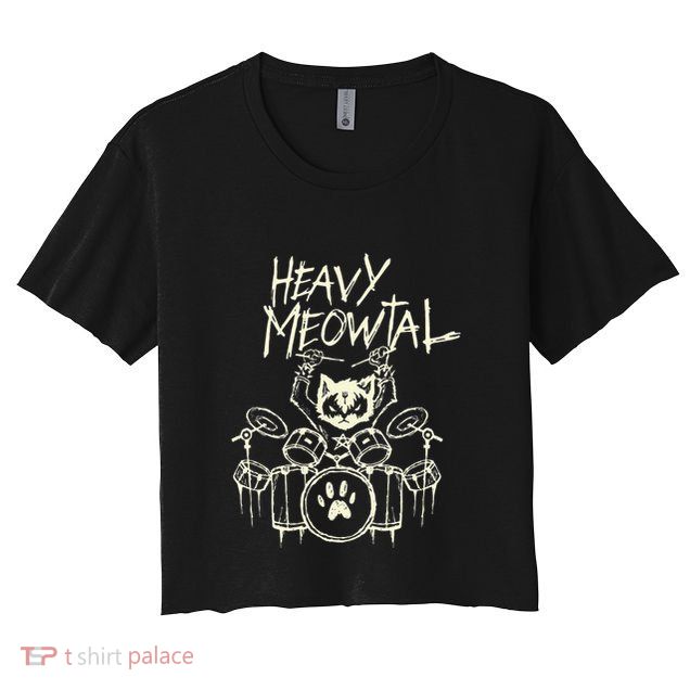 Heavy Metal Headbanger Drummer Cat Playing Crop Top
