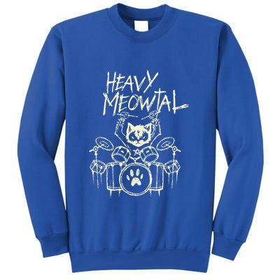 Heavy Metal Headbanger Drummer Cat Playing Sweatshirt