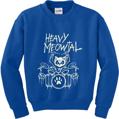 Heavy Metal Headbanger Drummer Cat Playing Kids Sweatshirt