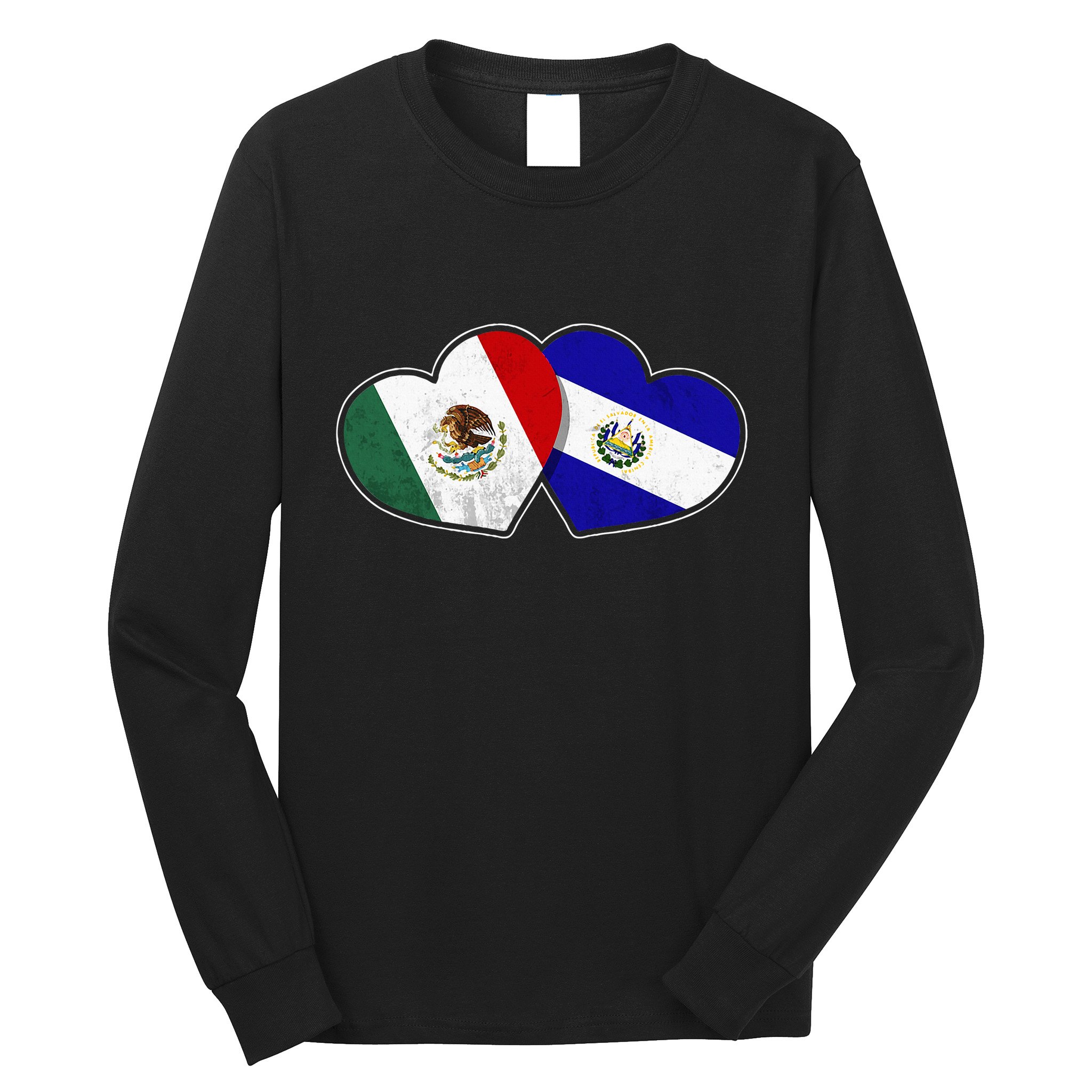 Half Mexican Half Salvadorian Flag Heart Mexico El Salvador Long Sleeve Shirt