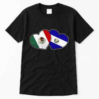 Half Mexican Half Salvadorian Flag Heart Mexico El Salvador Tall T-Shirt