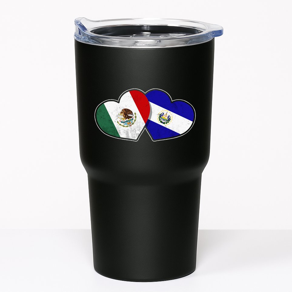 Half Mexican Half Salvadorian Flag Heart Mexico El Salvador Tumbler