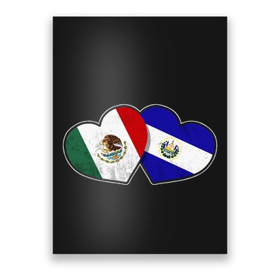 Half Mexican Half Salvadorian Flag Heart Mexico El Salvador Poster