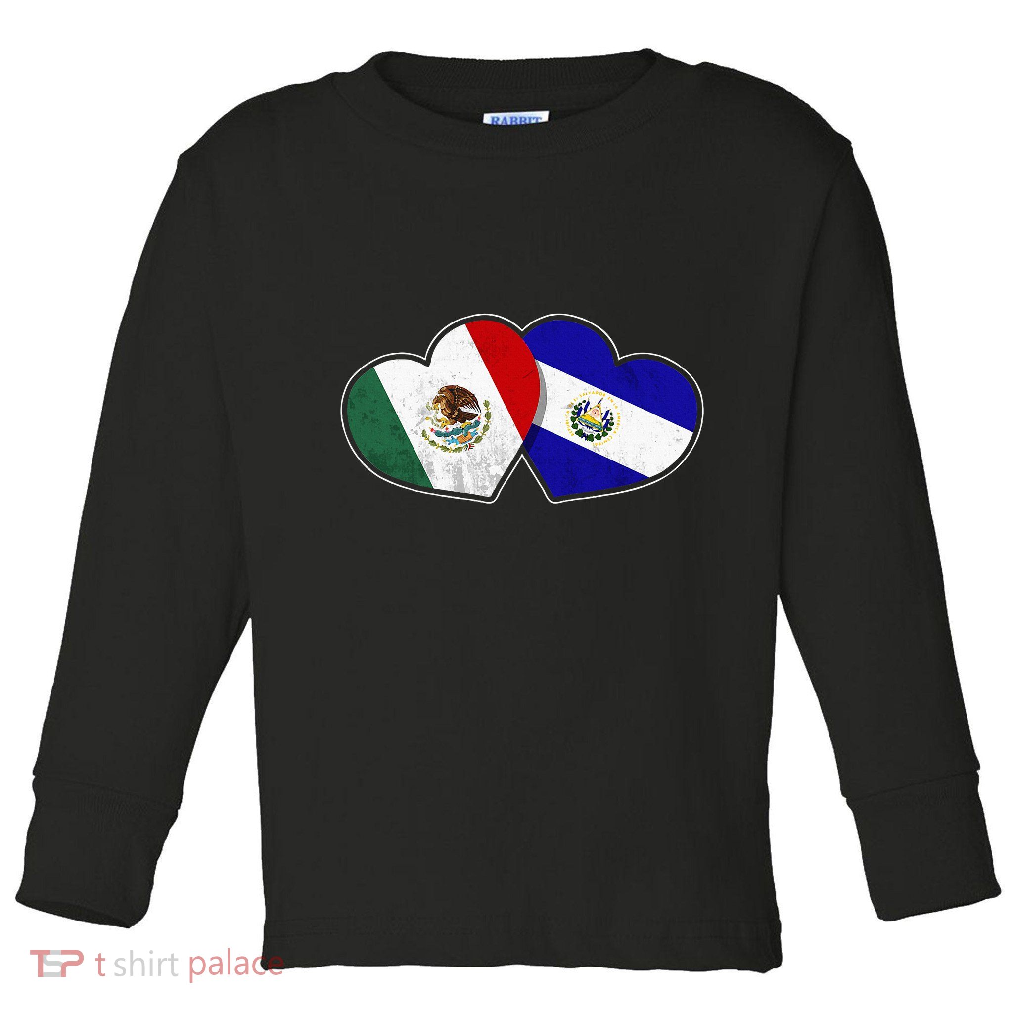 Half Mexican Half Salvadorian Flag Heart Mexico El Salvador Toddler Long Sleeve Shirt