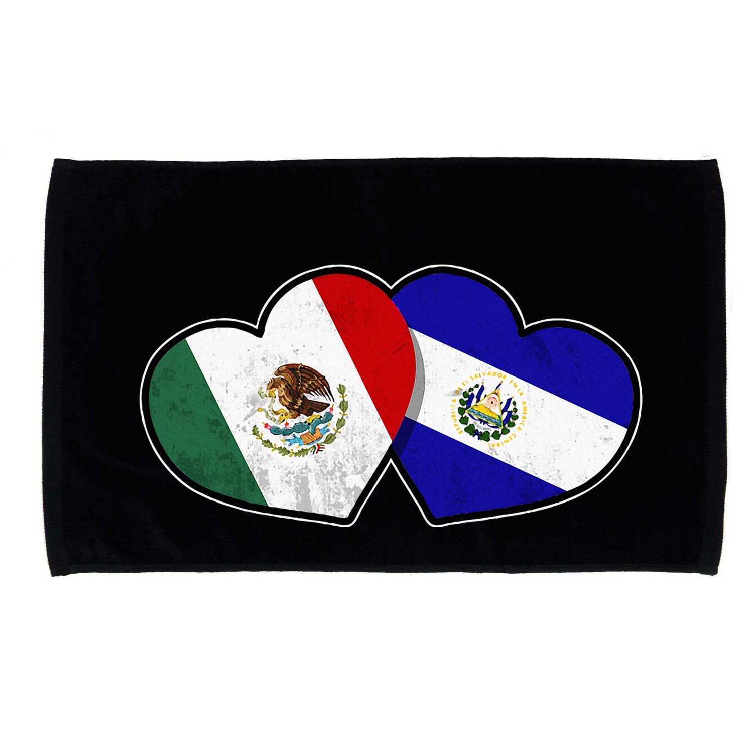 Half Mexican Half Salvadorian Flag Heart Mexico El Salvador Microfiber Hand Towel