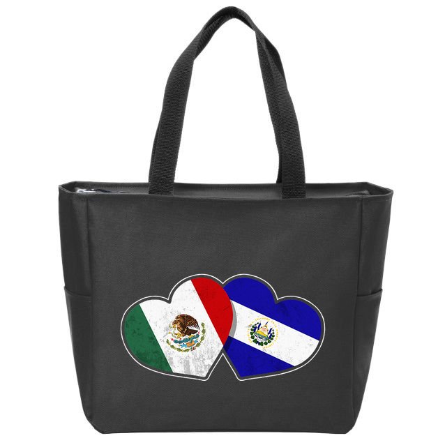 Half Mexican Half Salvadorian Flag Heart Mexico El Salvador Zip Tote Bag