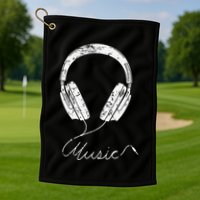 Headphone Music Golf Towel