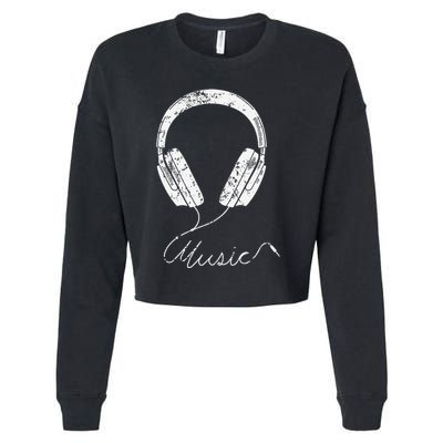 Headphone Music Cropped Pullover Crew